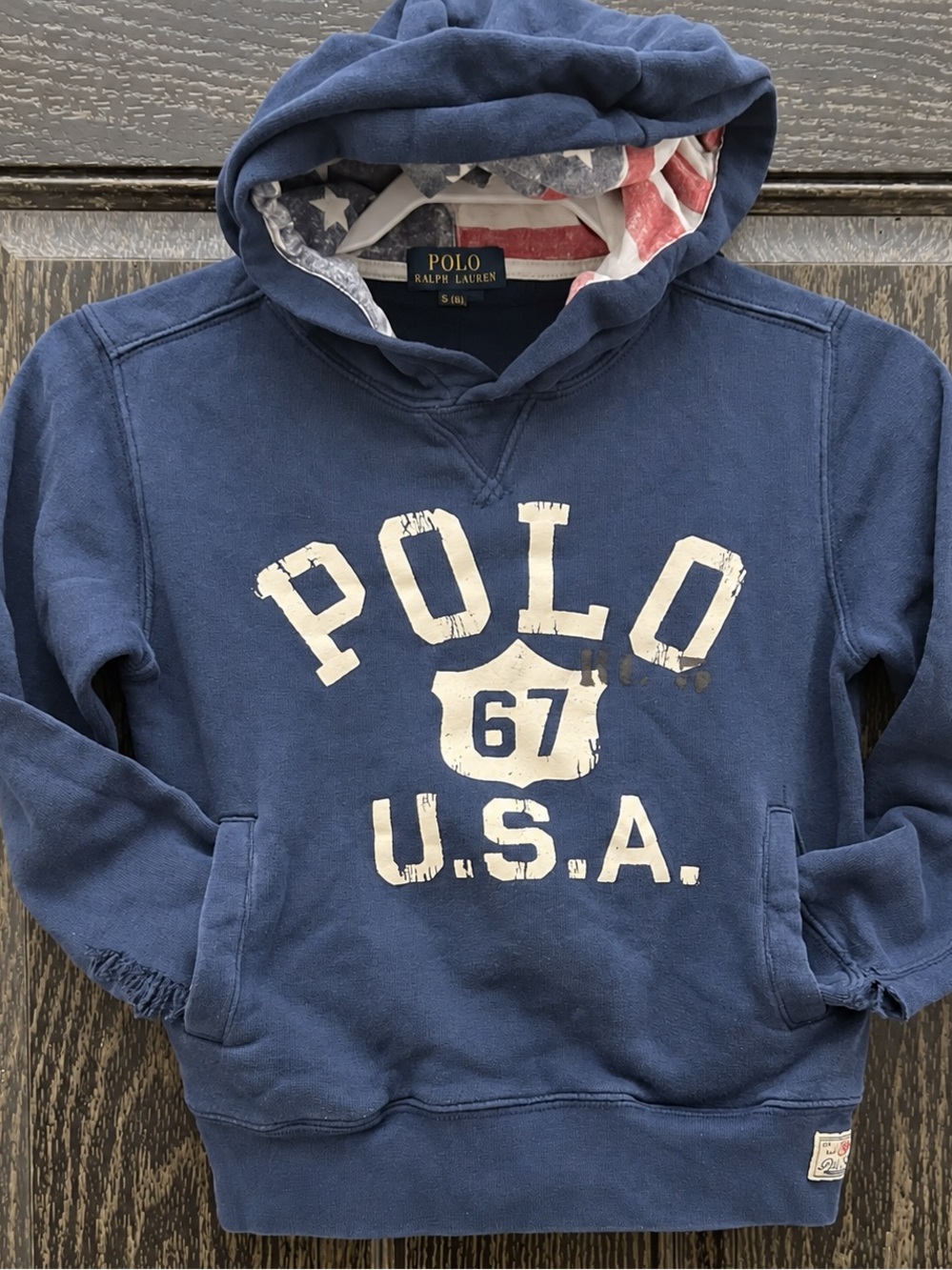 Polo by Ralph Lauren Navy Hoodie with White USA Graphic
